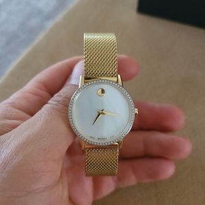 MOVADO Museum Classic Ladies Gold Diamond Watch 0607307